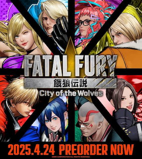 Fatal Fury City of the Wolves promo art showing multiple game characters arranged in a circular composition