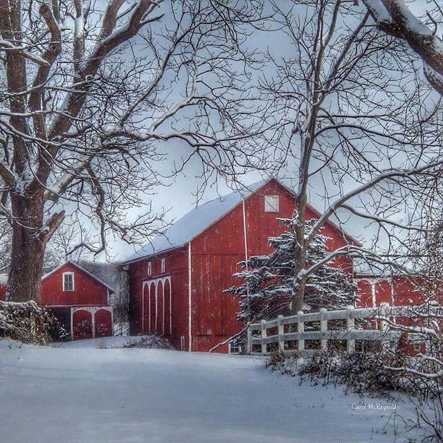 Red Barn Winter Snow