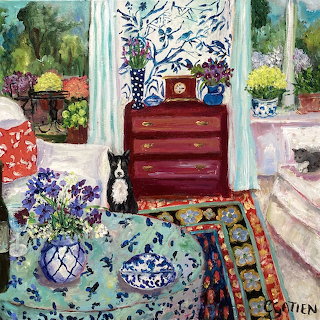 Interior Room with Cat and Flowers