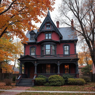 Victorian Gothic House Autumn