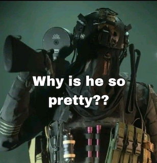Masked tactical soldier in military gear holding a launcher, with white text overlay