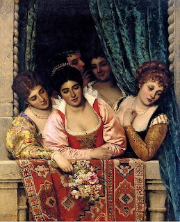 Eugene Von Blaas Balcony Women