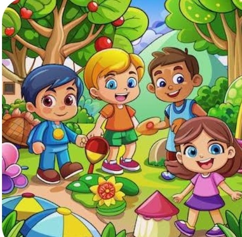 Kids Playing in Garden