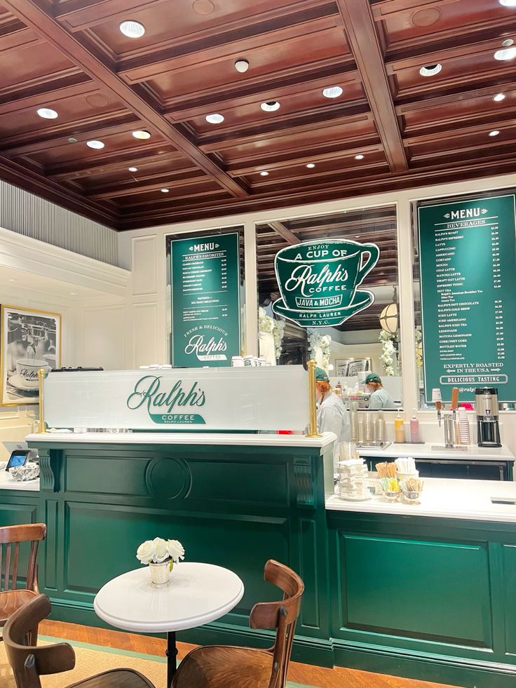 Ralph's Coffee shop exterior with signage and warm cafe ambiance