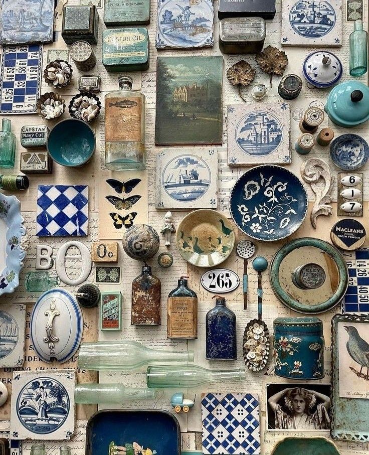 Blue White Vintage Collectibles