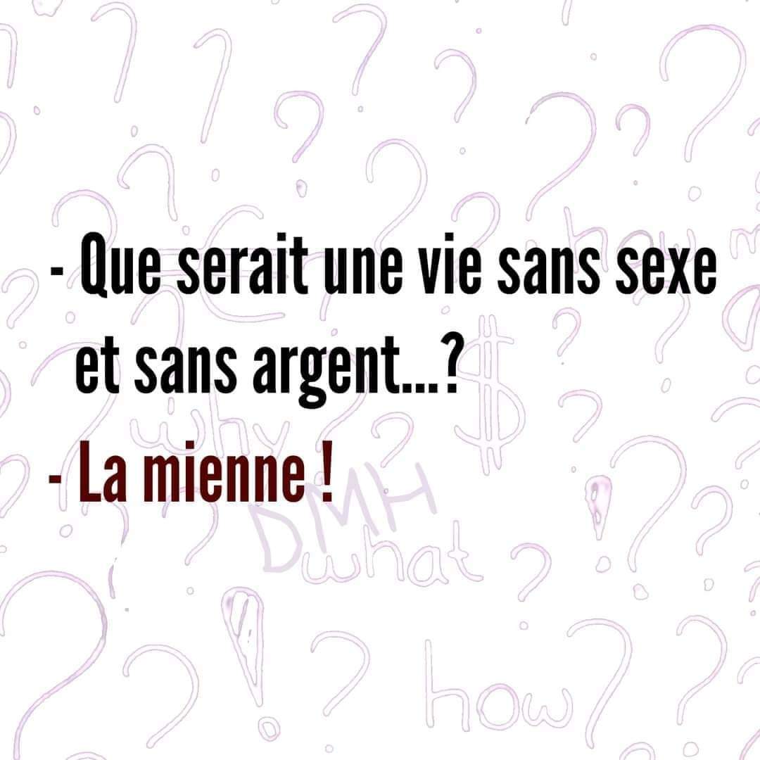 French quote text on a white background with pale question marks and symbols
