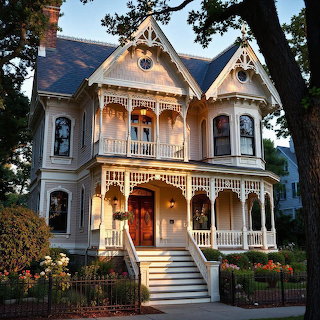 Victorian Mansion at Dusk