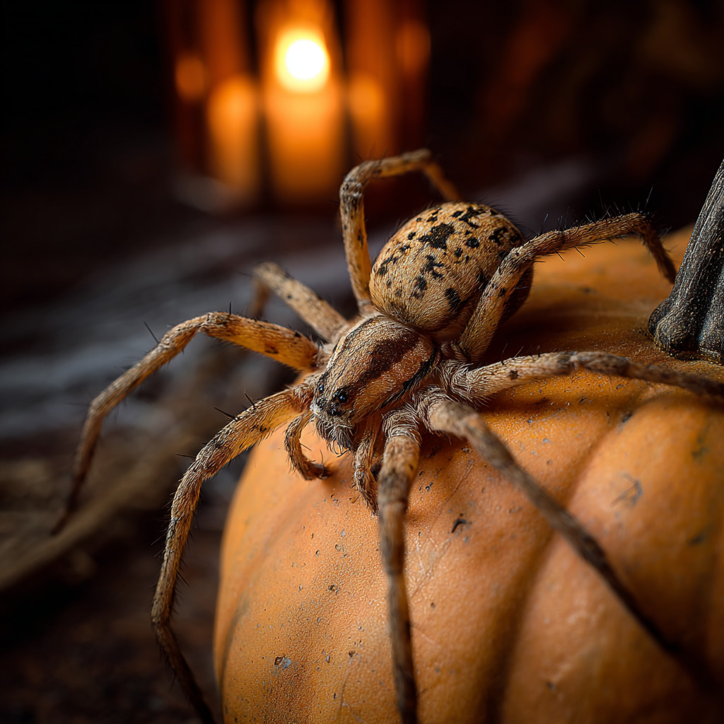 Spider on Halloween Pumpkin
