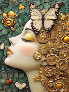 Golden Butterfly Woman Art