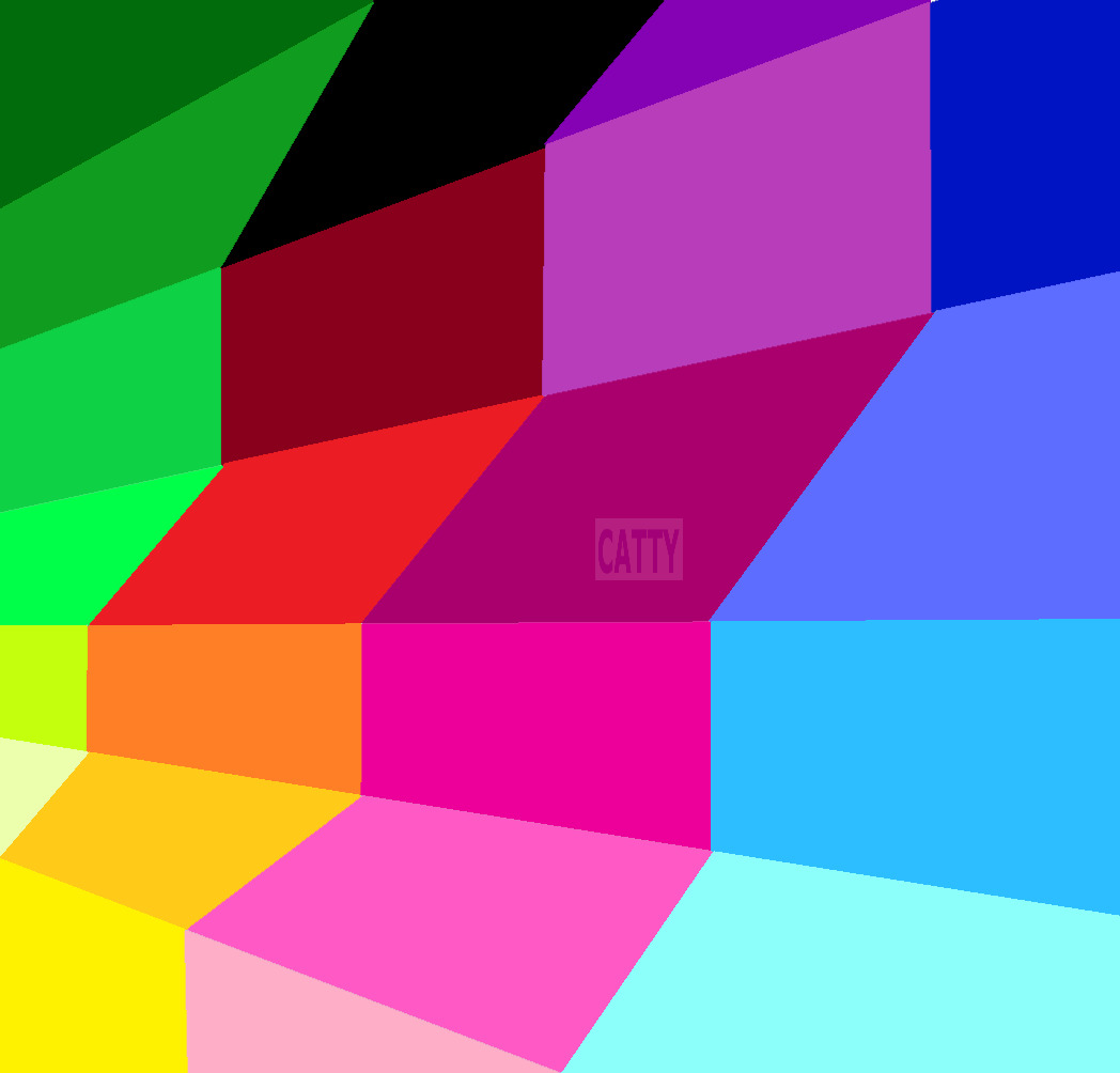 Abstract 3D colorful geometric steps in rainbow colors arranged in a grid