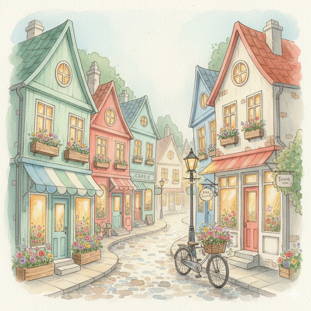 Whimsical Village Street