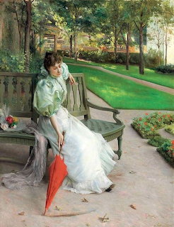 Pensive Woman in Garden