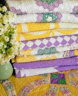 Vintage Yellow Lilac Quilts
