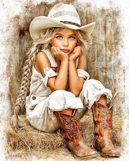 Cowgirl in White Dress