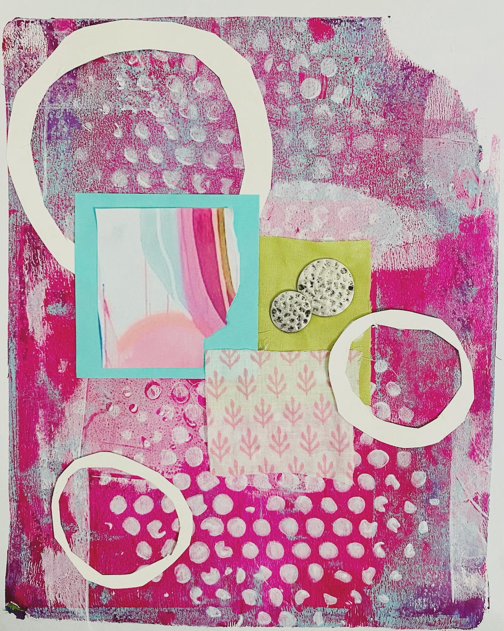 Pink Abstract Collage Art