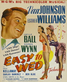 Vintage movie poster for Easy to Wed with Van Johnson, Esther Williams, Lucille Ball and Keenan Wynn