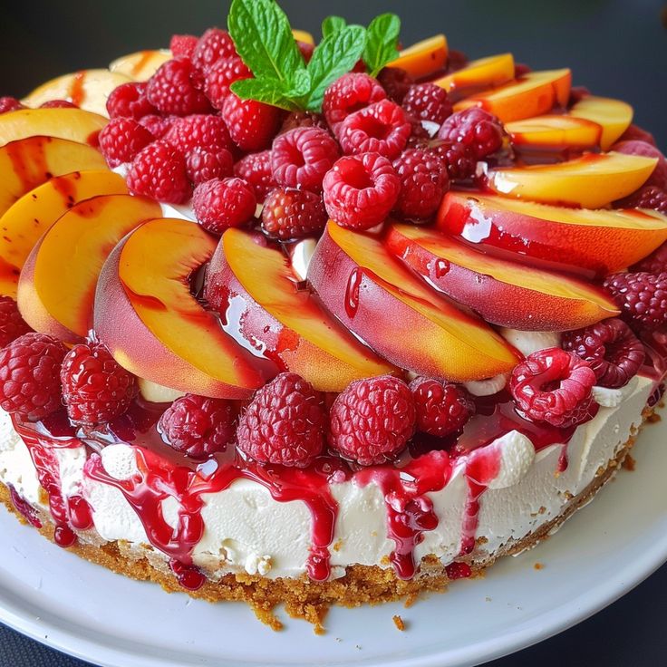 Peach Raspberry Cake