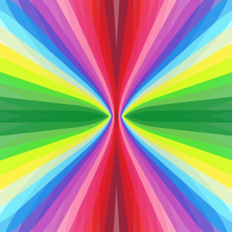 Colorful radial sunburst pattern with rainbow stripes emanating from center in all directions