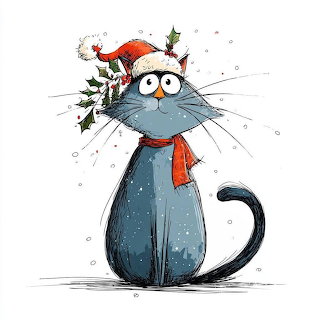 Christmas Cat with Santa Hat