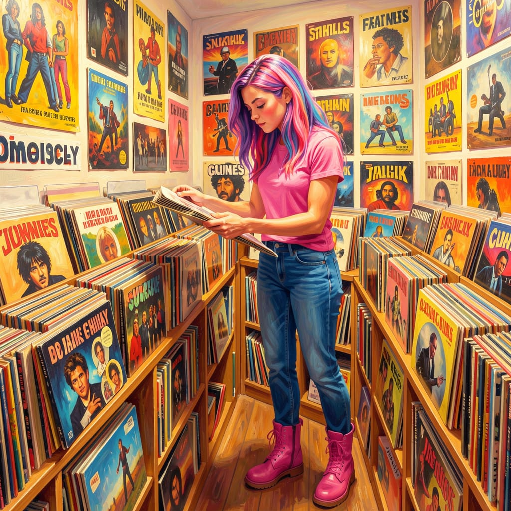 Woman Browsing Vinyl Records