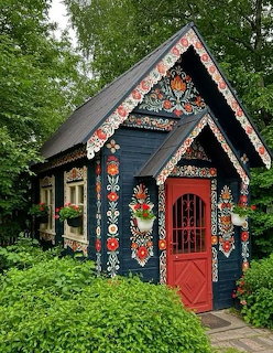 Folk Art Painted Cottage