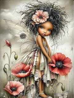 Fairy Girl with Poppies