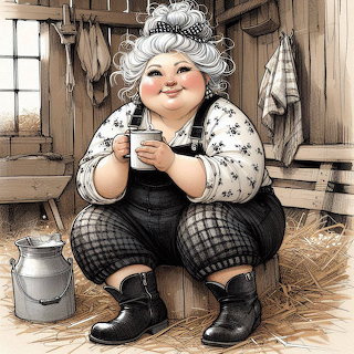 Cheerful Cartoon Grandmother Character