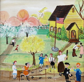Folk Art Village Scene
