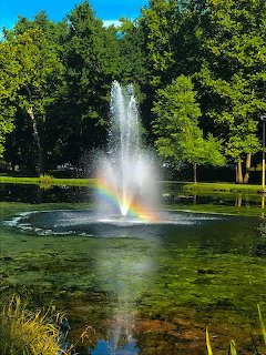 Garden Fountain With Rainbow