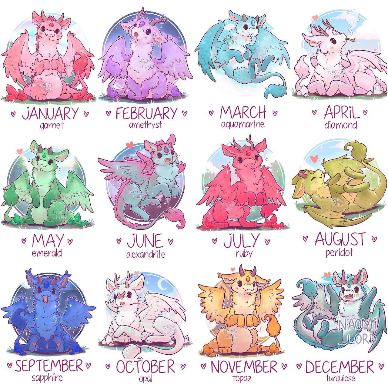 Birth Month Dragons Calendar