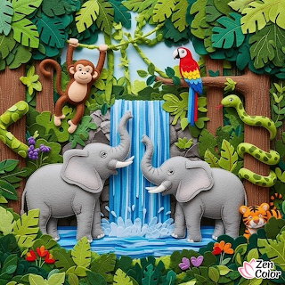 Jungle Waterfall Animals