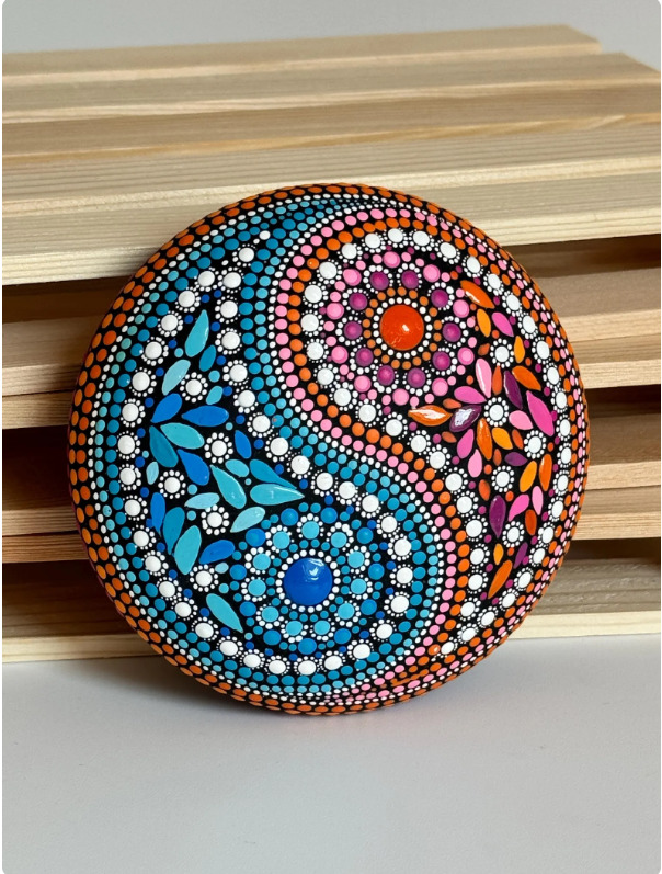 Yin Yang Dot Art Stone