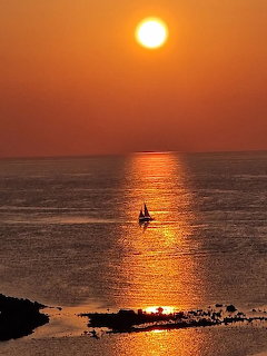 Ocean Sunset Sailboat
