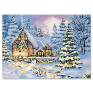 Winter Cottage Christmas Scene