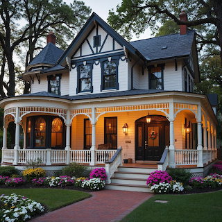 Victorian House at Dusk