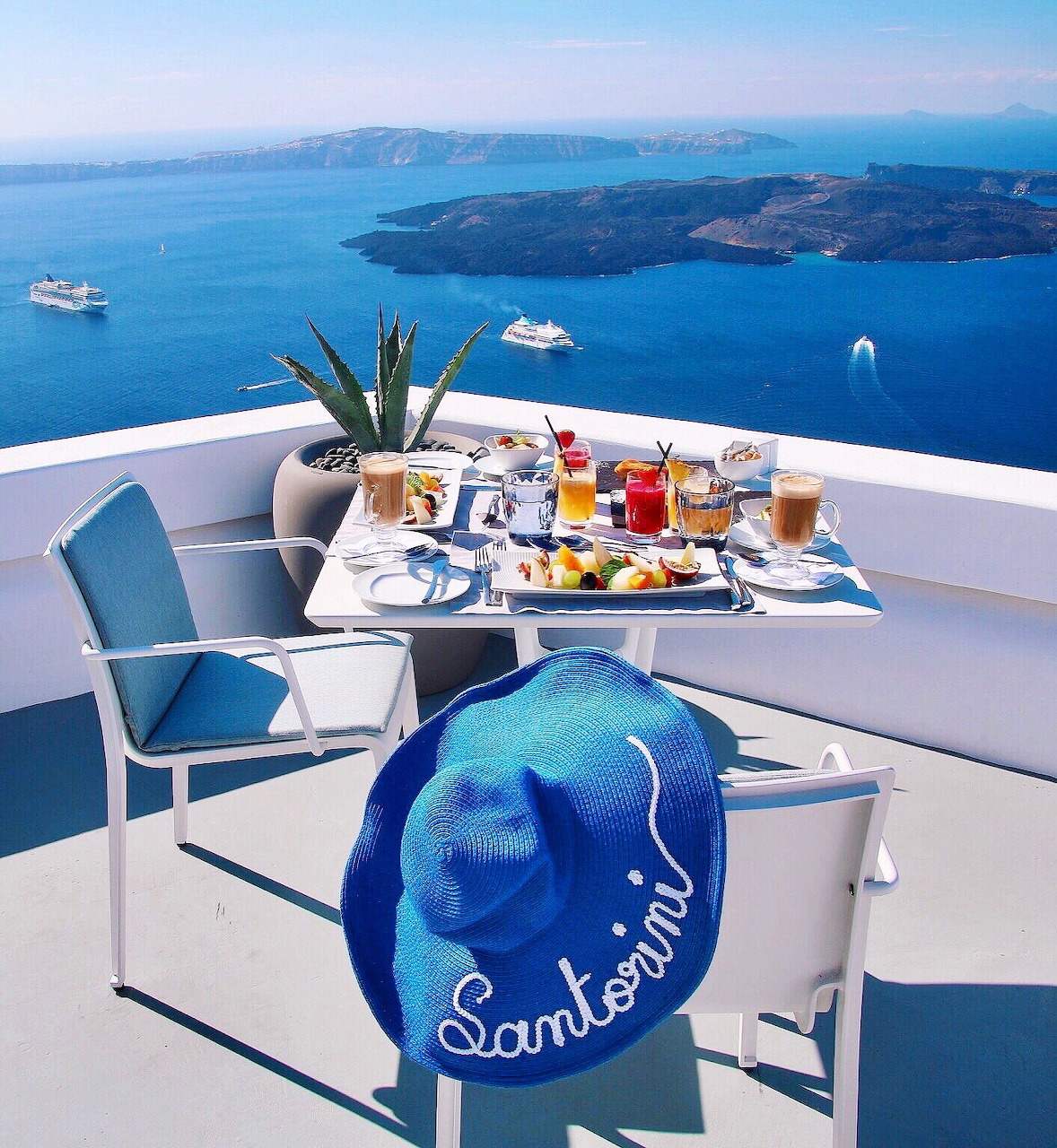 Santorini Greece Breakfast View