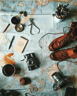 Travel Flat Lay with Map