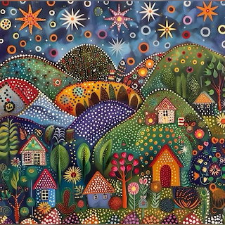 Whimsical Village Folk Art
