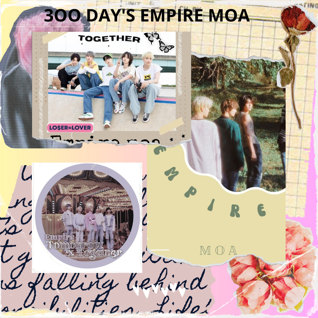 Scrapbook collage with K-pop photos, handwritten notes, flowers, and decorative elements on pastel paper
