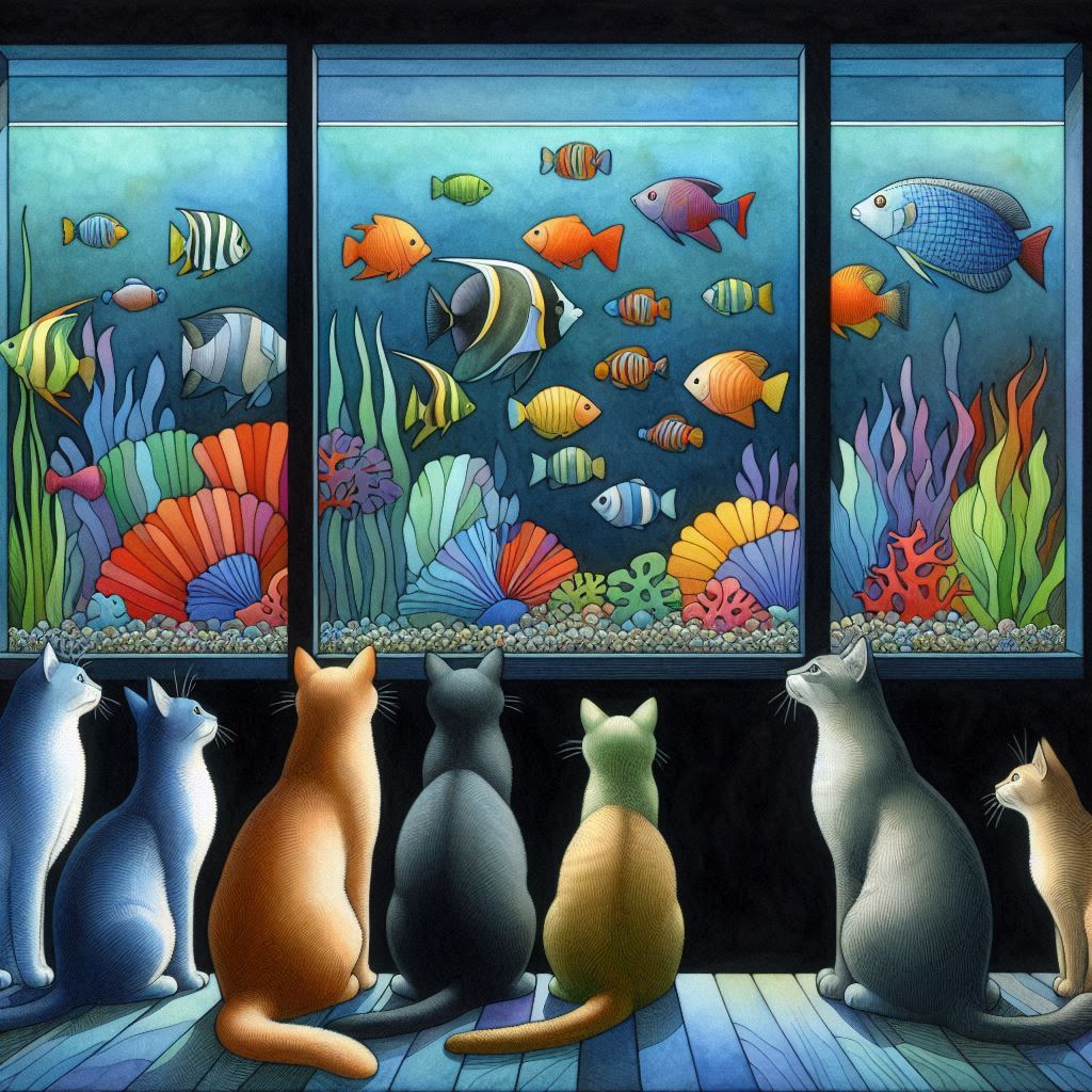 Cats Watching Fish Aquarium