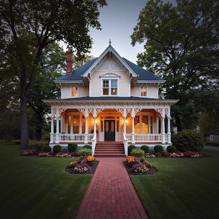 Victorian Home at Dusk