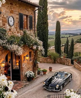 Tuscany Villa at Sunset