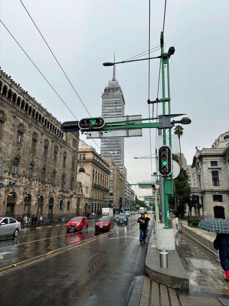 Torre Latinoamericana skyscraper viewed from San Juan de Letran street in Mexico City