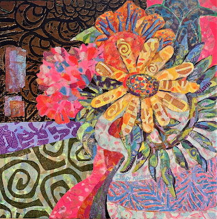 Mixed Media Collage Flower Art