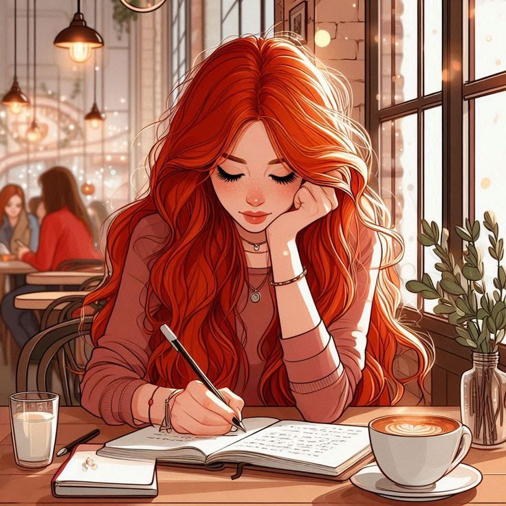 Red Hair Girl Writing