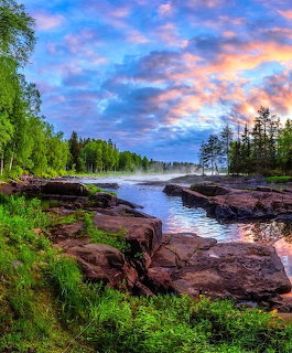 Sunset River Rocky Shore