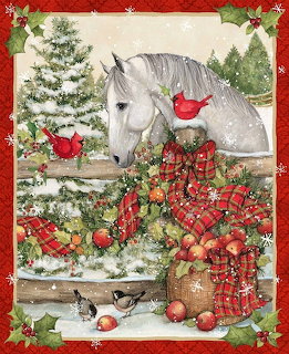 Christmas Horse with Cardinals