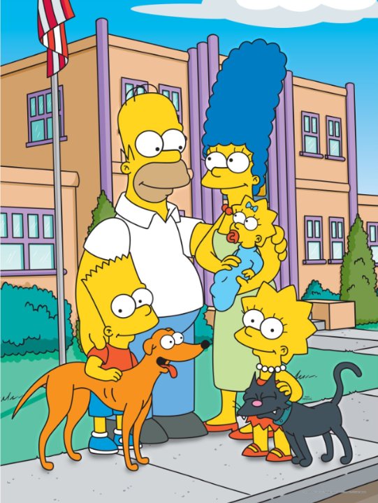 The Simpsons family cartoon characters together