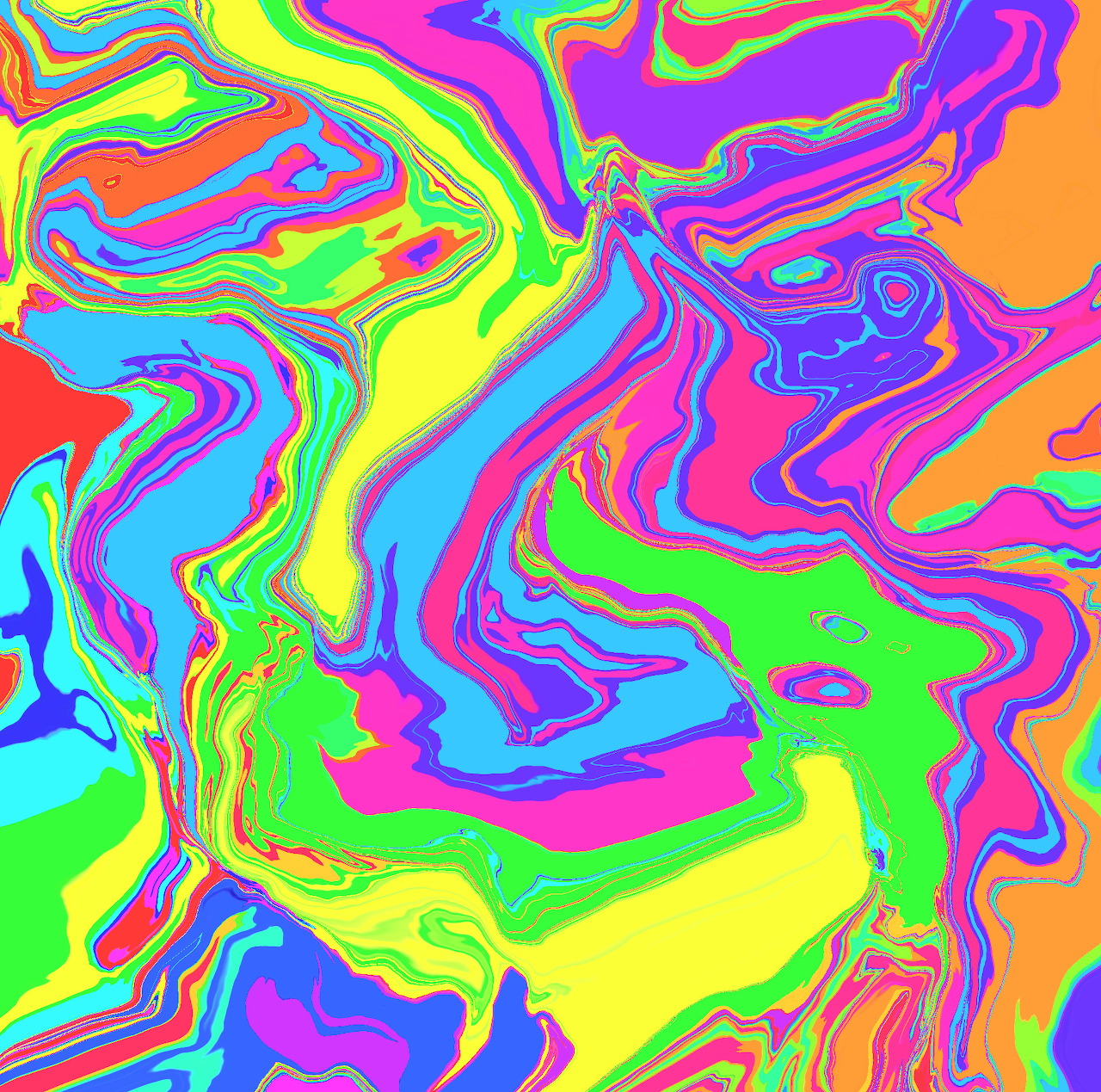 Abstract art with bright neon swirling liquid patterns in rainbow colors creating a marbled psychedelic effect