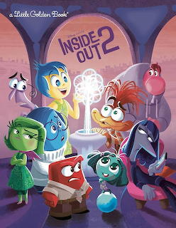 Animated emotion characters from Inside Out 2 standing around a bright glowing sphere in a purple-tinted room